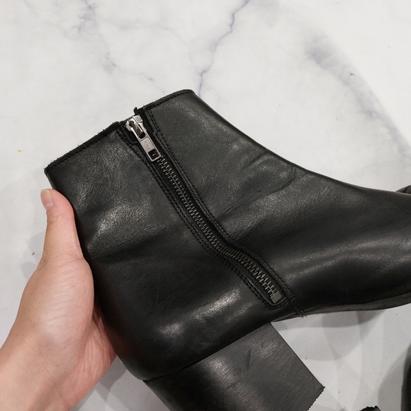 ASOS Black Faux Leather Zip Up Pointed Toe Booties Size 10 - Picture 7 of 7